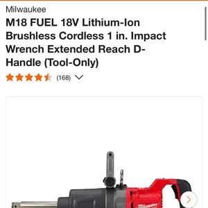 Milwaukee 2869-20 M18 FUEL 18V Lithium-Ion Brushless Cordless 1 in. Impact Wre…